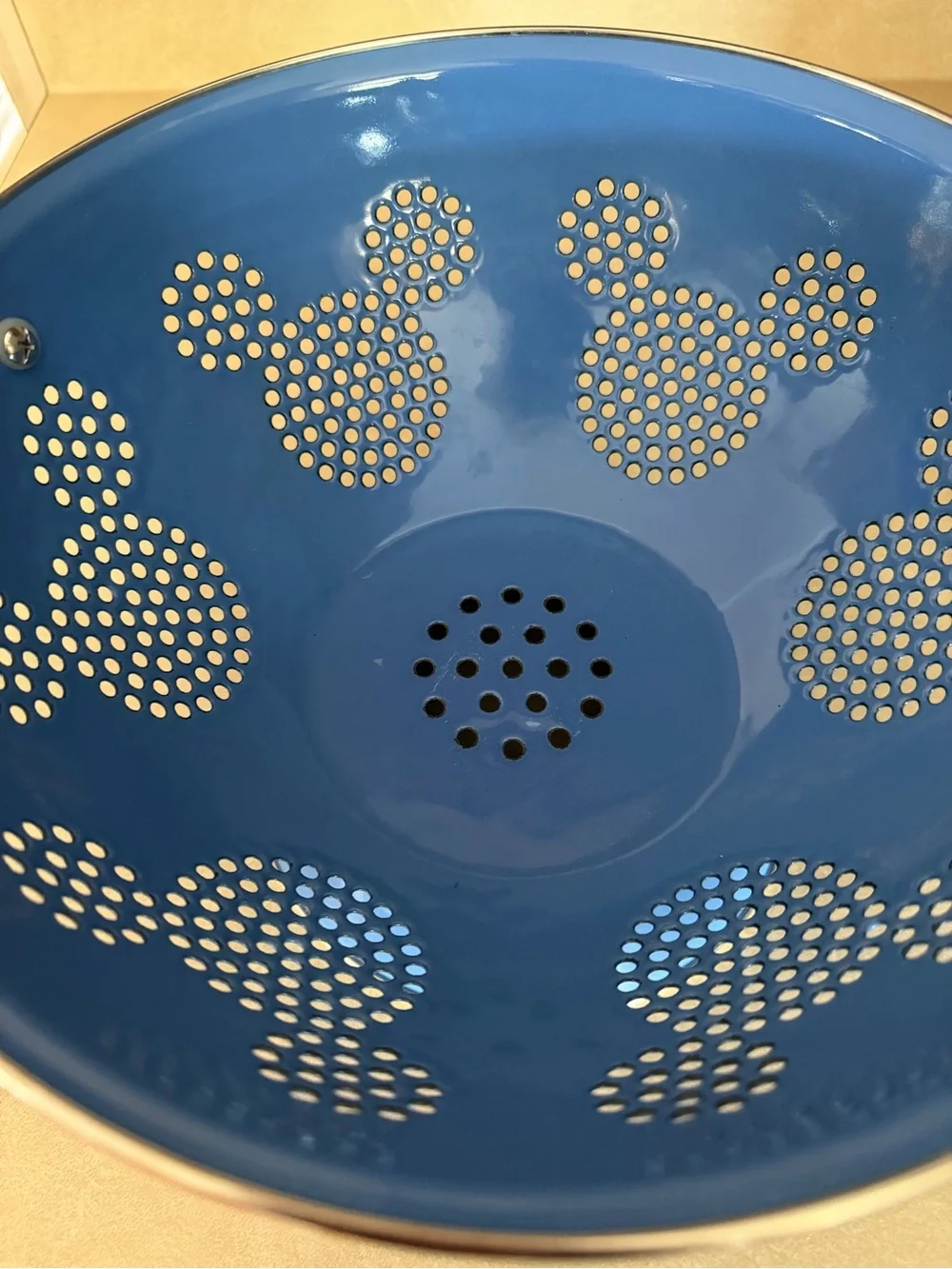 Vintage Disney Icon Blue Metal Kitchen Colander with Silver Handles